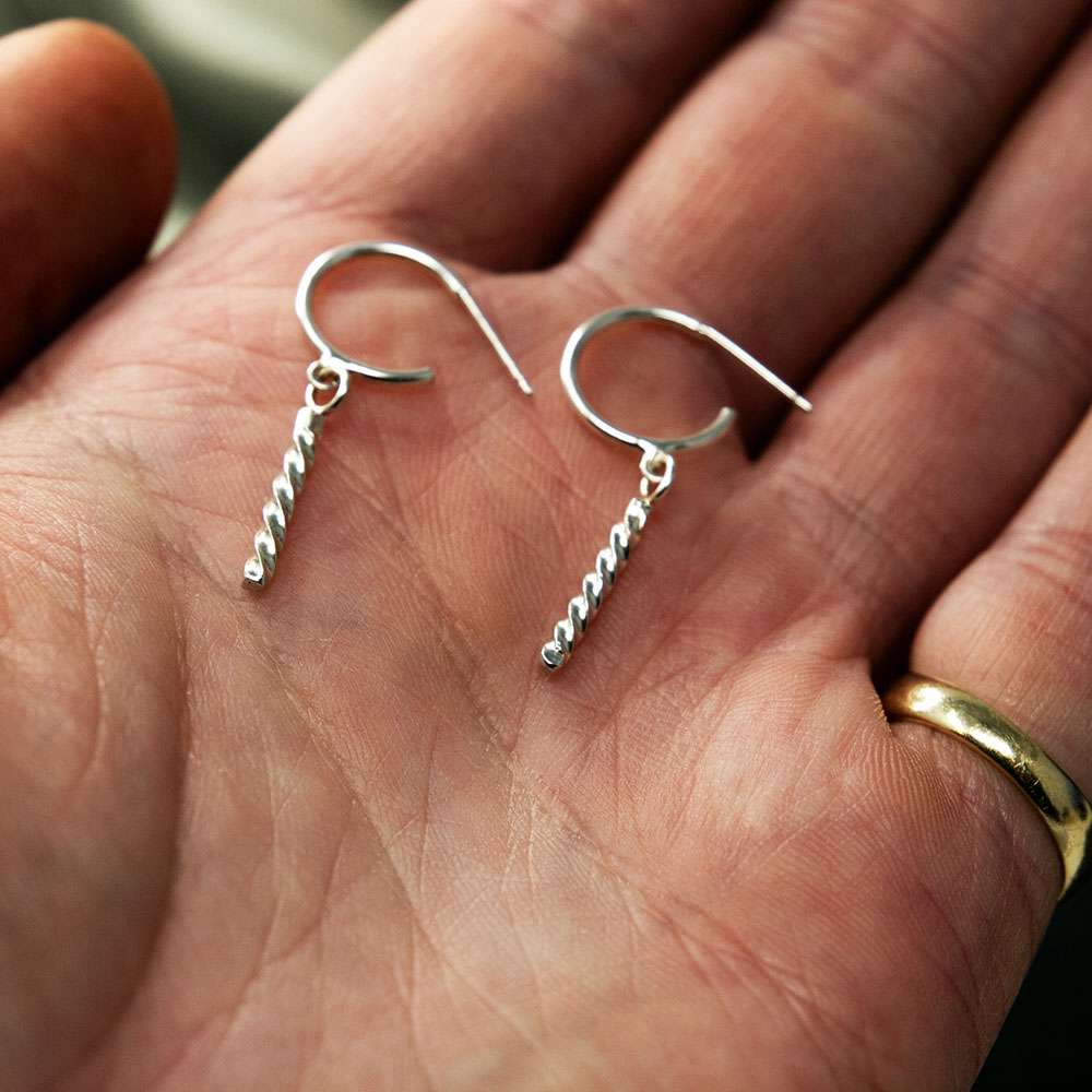Spiralled Earrings on Semi Hoop - South Downs Designs