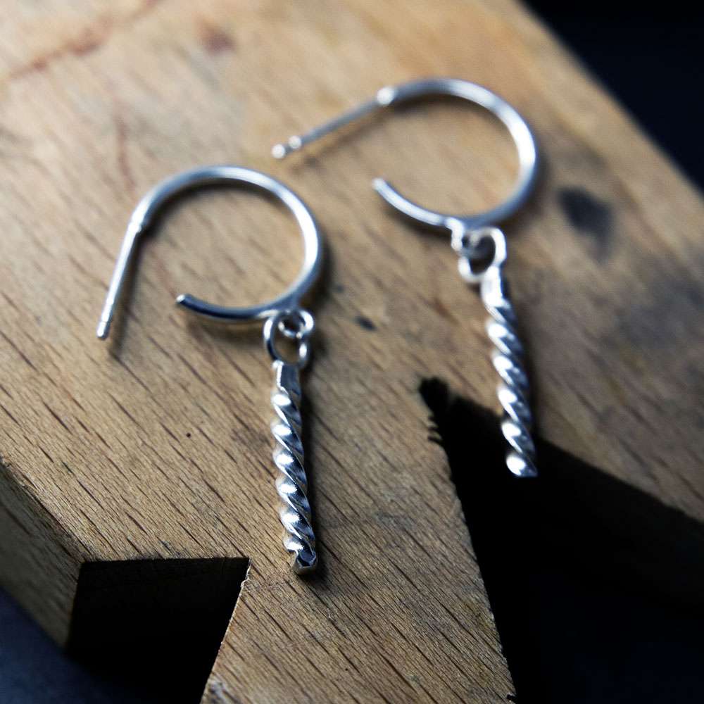 Spiralled Earrings on Semi Hoop - South Downs Designs