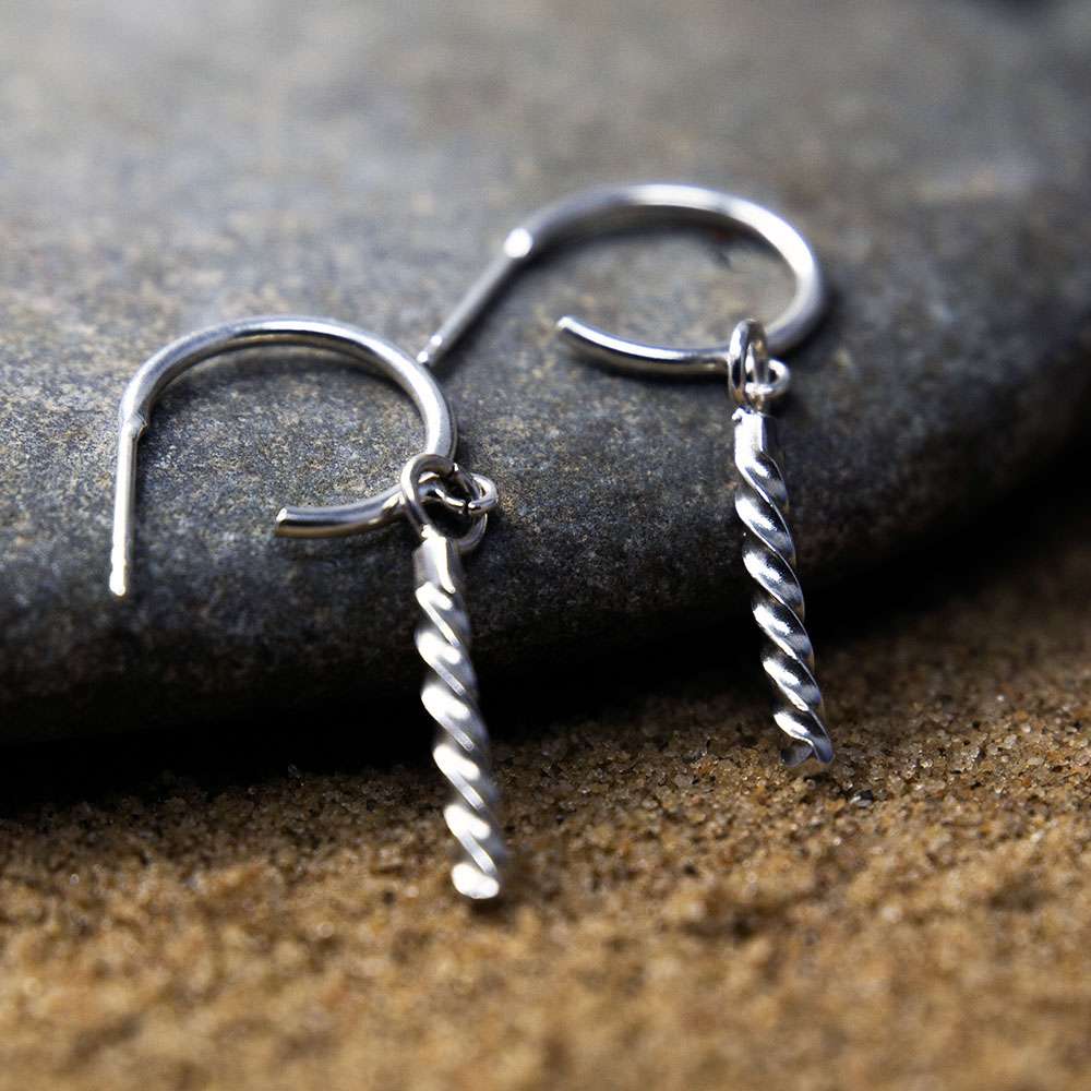 Spiralled Earrings on Semi Hoop - South Downs Designs
